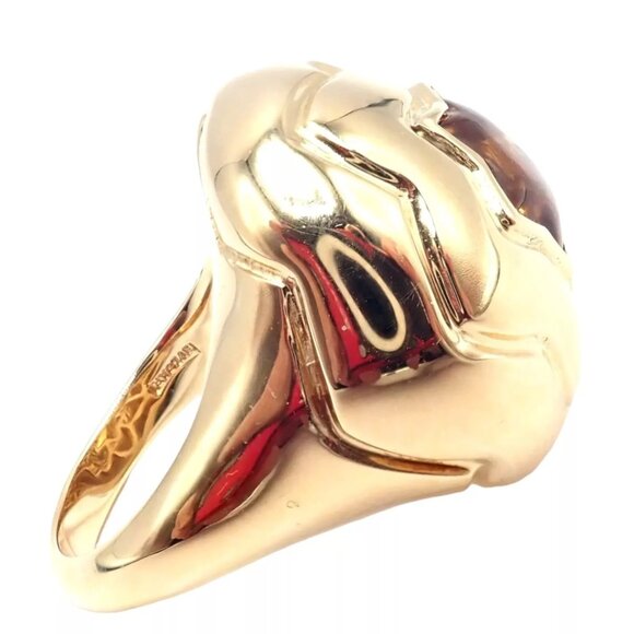 Authentic Bulgari Bvlgari 18k Yellow Gold Star Of David Shape Citrine Bombe Ring - Picture 3 of 10